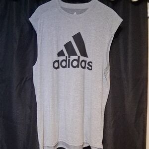 Adidas Men's Gray Tank Top with Black Logo